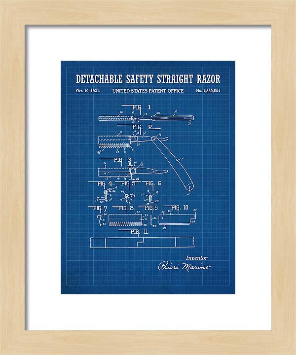 Detachable Safety Straight Razor Blueprint Patent Us1869504a