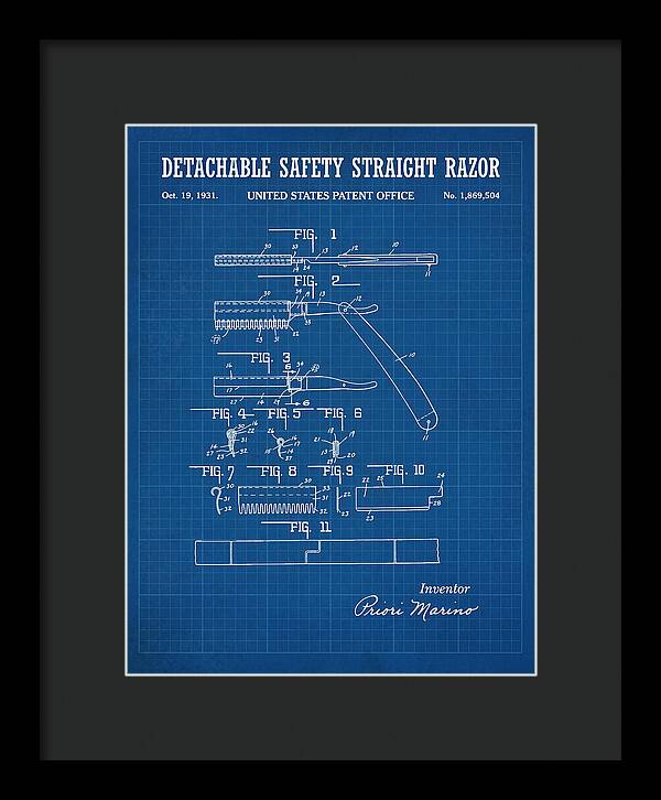 Detachable Safety Straight Razor Blueprint Patent Us1869504a