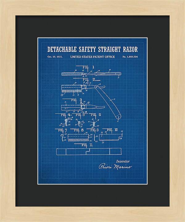 Detachable Safety Straight Razor Blueprint Patent Us1869504a