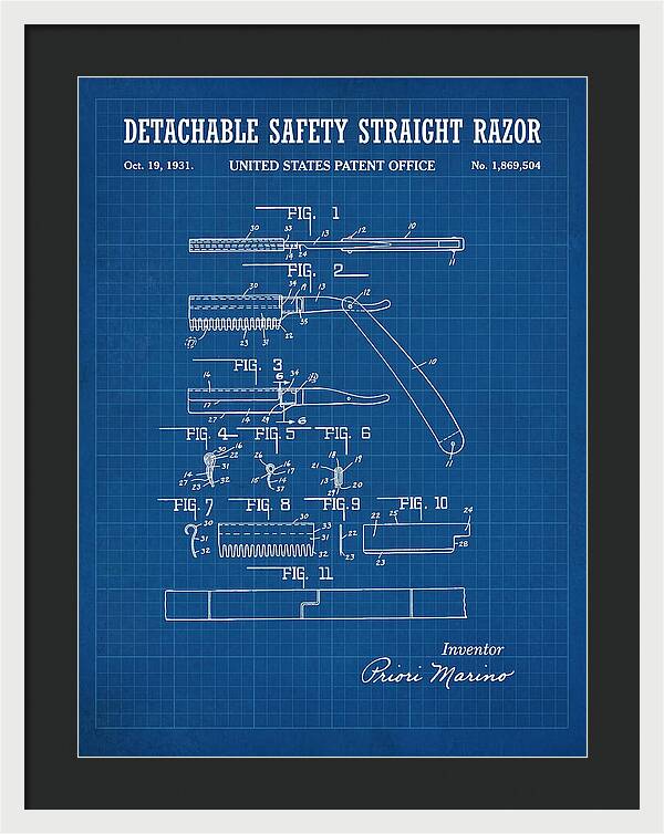 Detachable Safety Straight Razor Blueprint Patent Us1869504a