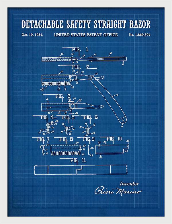Detachable Safety Straight Razor Blueprint Patent Us1869504a