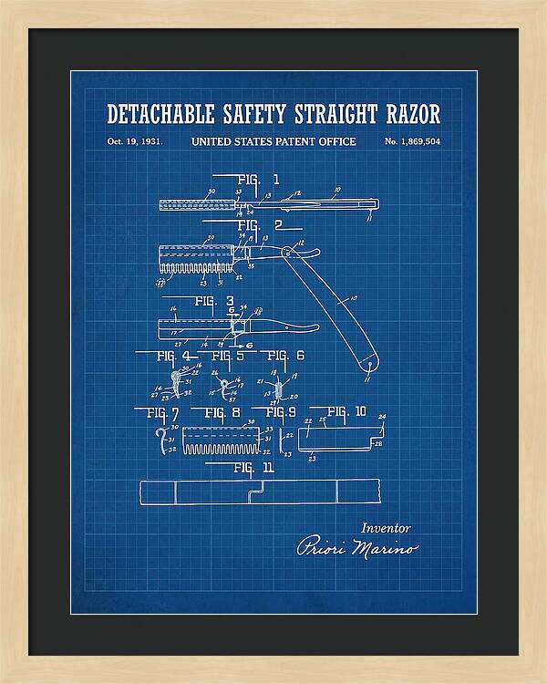 Detachable Safety Straight Razor Blueprint Patent Us1869504a