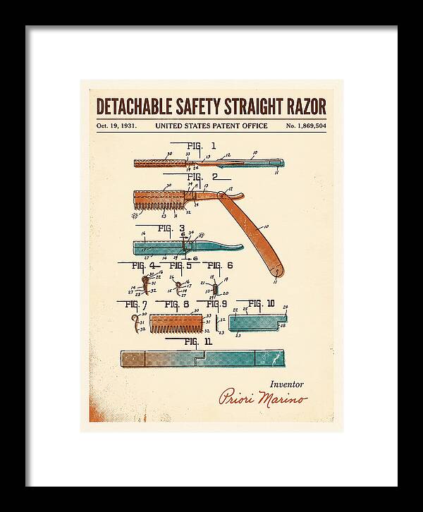 Detachable Safety Straight Razor Retro Patent Us1869504a