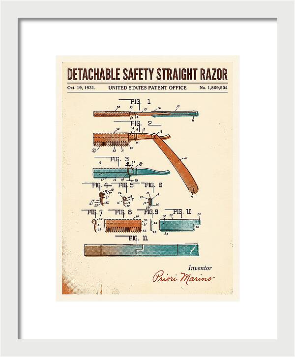 Detachable Safety Straight Razor Retro Patent Us1869504a