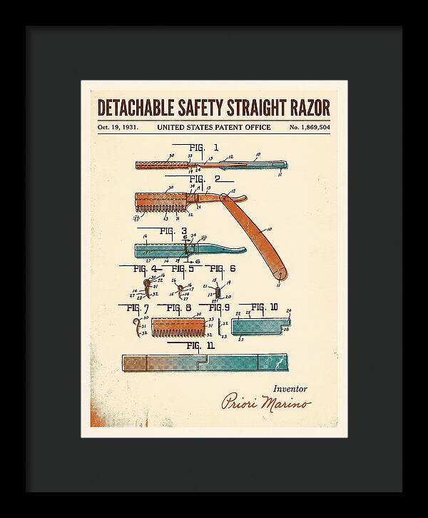 Detachable Safety Straight Razor Retro Patent Us1869504a