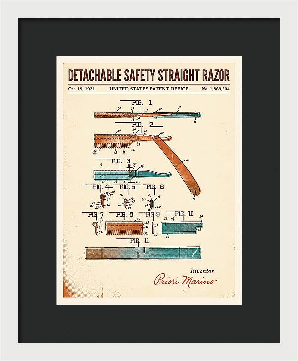 Detachable Safety Straight Razor Retro Patent Us1869504a