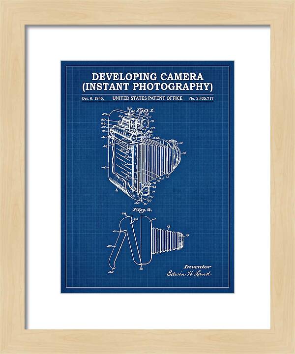 Developing Camera Polaroid Instant Camera Blueprint Patent Us2435717a