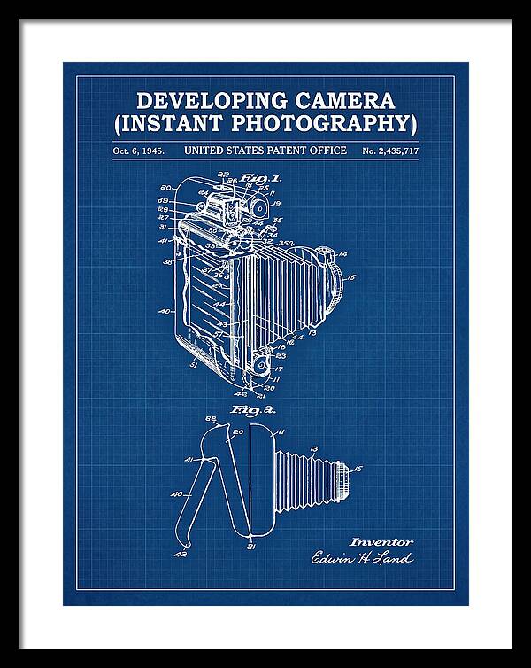 Developing Camera Polaroid Instant Camera Blueprint Patent Us2435717a