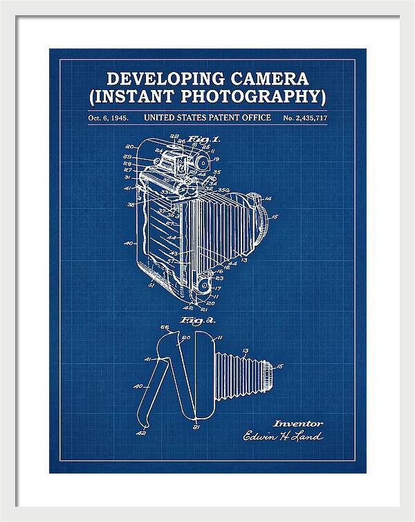 Developing Camera Polaroid Instant Camera Blueprint Patent Us2435717a