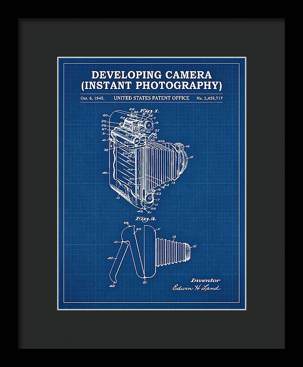 Developing Camera Polaroid Instant Camera Blueprint Patent Us2435717a