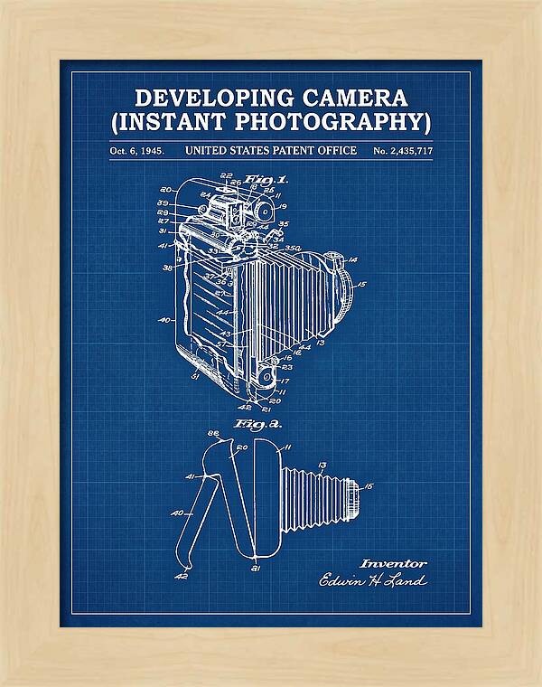 Developing Camera Polaroid Instant Camera Blueprint Patent Us2435717a