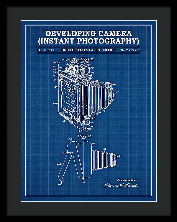 Developing Camera Polaroid Instant Camera Blueprint Patent Us2435717a