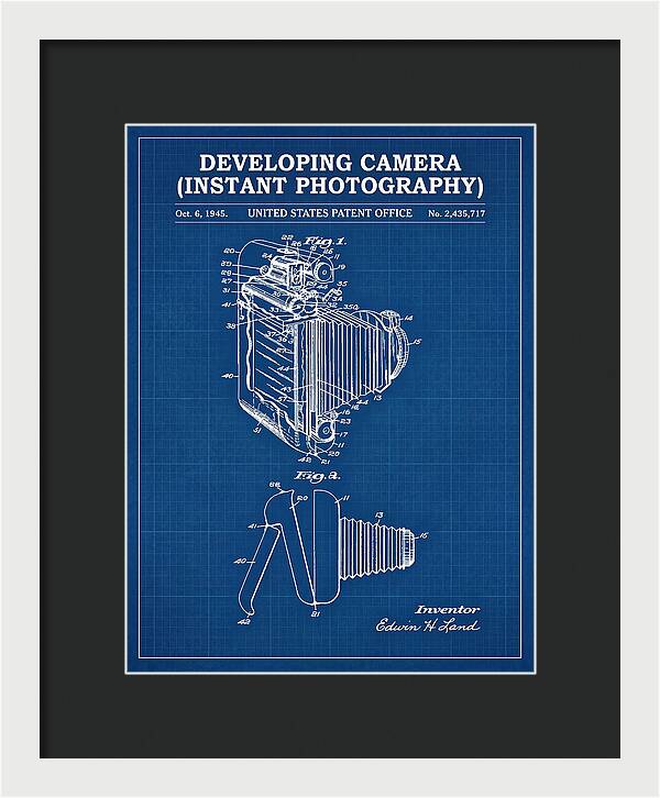 Developing Camera Polaroid Instant Camera Blueprint Patent Us2435717a