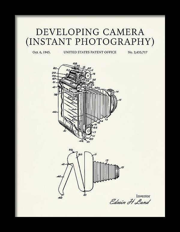 Developing Camera Polaroid Instant Camera Minimalist Patent Us2435717a