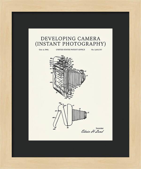 Developing Camera Polaroid Instant Camera Minimalist Patent Us2435717a