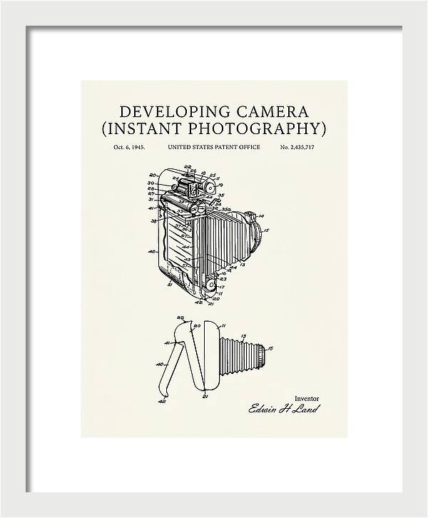 Developing Camera Polaroid Instant Camera Minimalist Patent Us2435717a