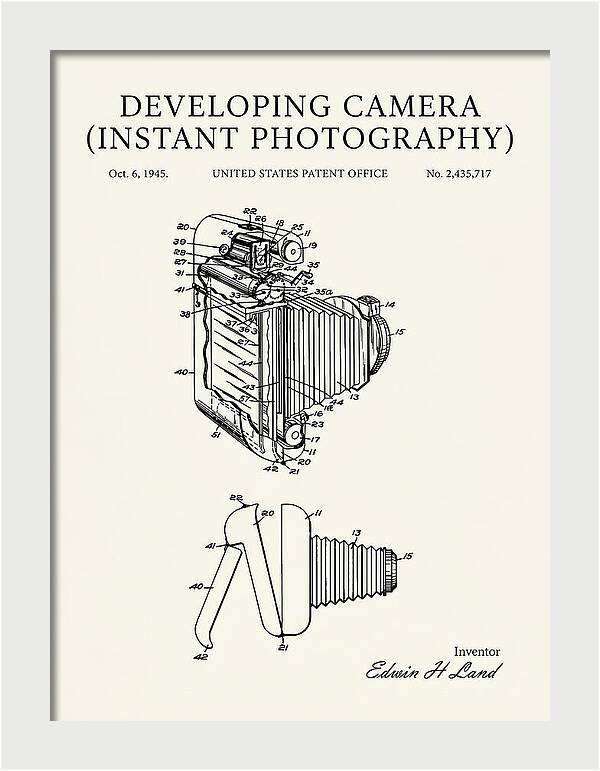 Developing Camera Polaroid Instant Camera Minimalist Patent Us2435717a