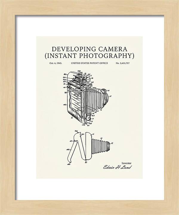 Developing Camera Polaroid Instant Camera Minimalist Patent Us2435717a