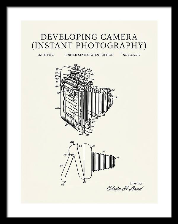 Developing Camera Polaroid Instant Camera Minimalist Patent Us2435717a