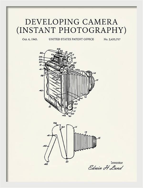 Developing Camera Polaroid Instant Camera Minimalist Patent Us2435717a
