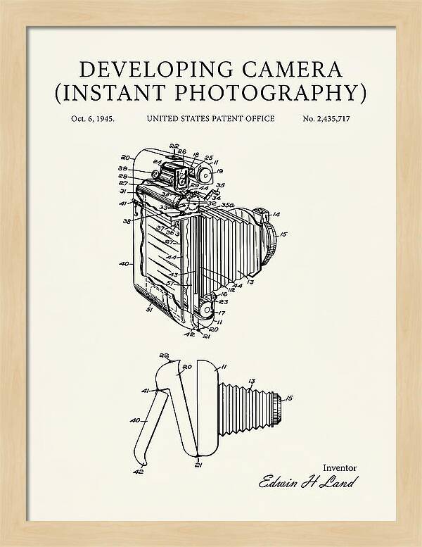 Developing Camera Polaroid Instant Camera Minimalist Patent Us2435717a