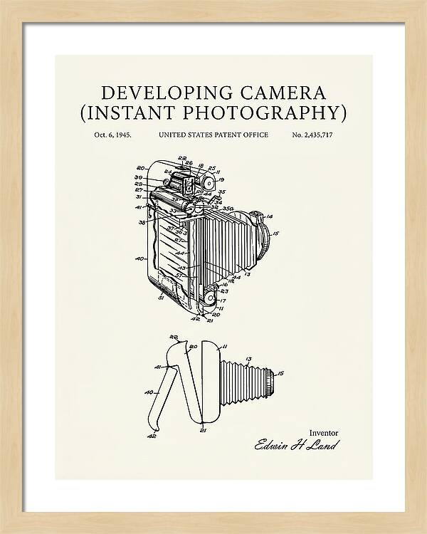 Developing Camera Polaroid Instant Camera Minimalist Patent Us2435717a
