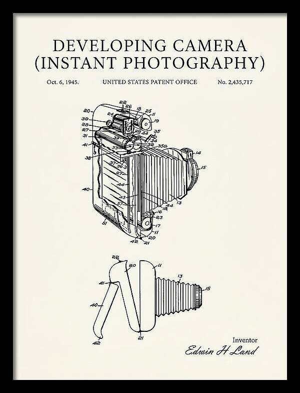 Developing Camera Polaroid Instant Camera Minimalist Patent Us2435717a