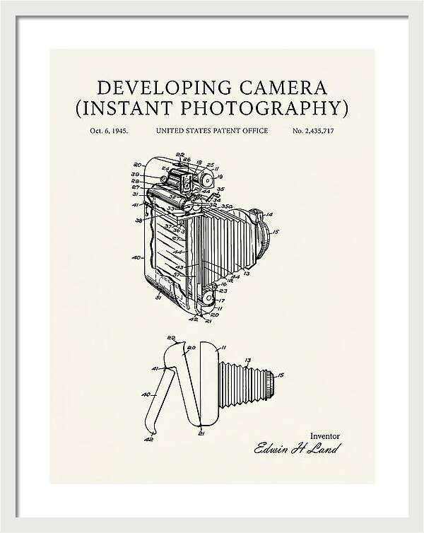 Developing Camera Polaroid Instant Camera Minimalist Patent Us2435717a