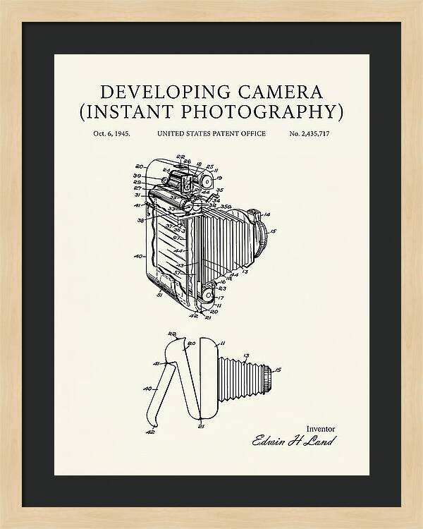 Developing Camera Polaroid Instant Camera Minimalist Patent Us2435717a