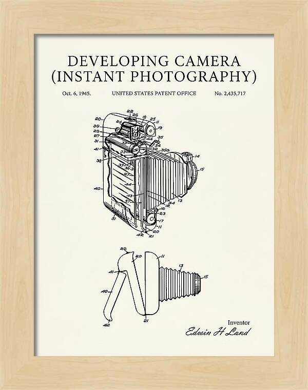 Developing Camera Polaroid Instant Camera Minimalist Patent Us2435717a