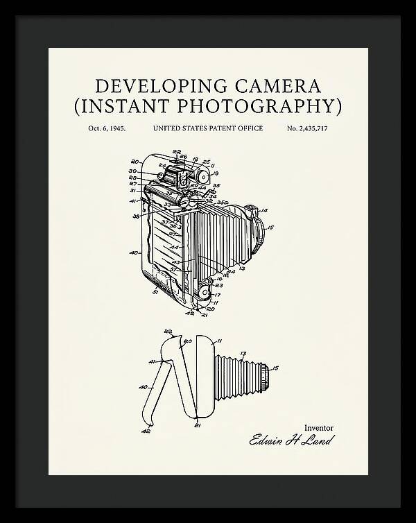 Developing Camera Polaroid Instant Camera Minimalist Patent Us2435717a