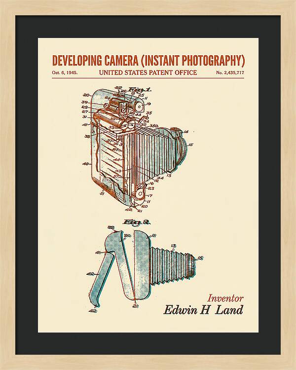 Developing Camera Polaroid Instant Camera Retro Patent Us2435717a