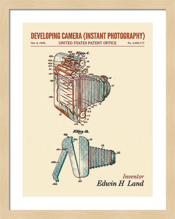 Developing Camera Polaroid Instant Camera Retro Patent Us2435717a