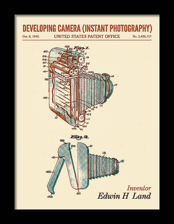 Developing Camera Polaroid Instant Camera Retro Patent Us2435717a