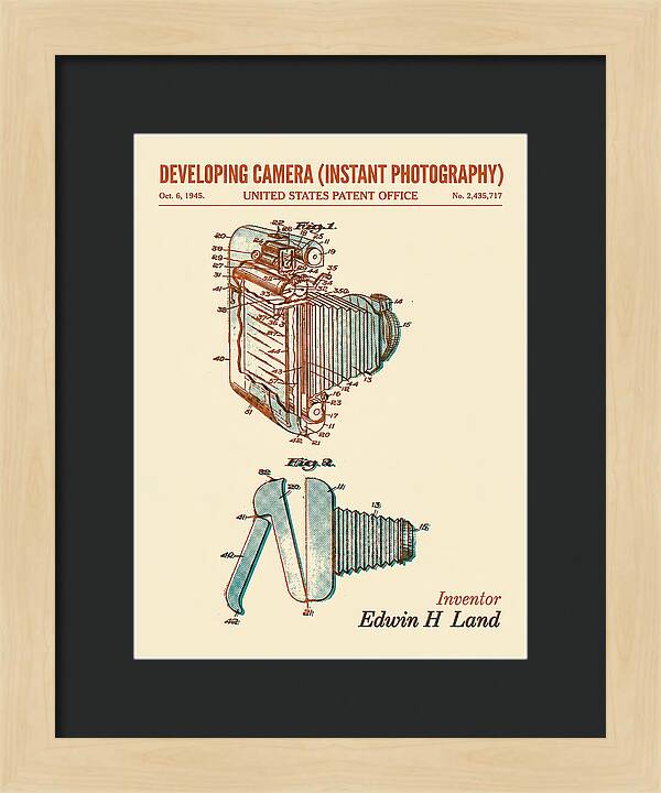 Developing Camera Polaroid Instant Camera Retro Patent Us2435717a