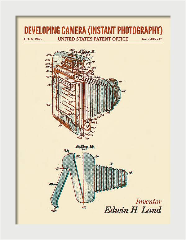 Developing Camera Polaroid Instant Camera Retro Patent Us2435717a