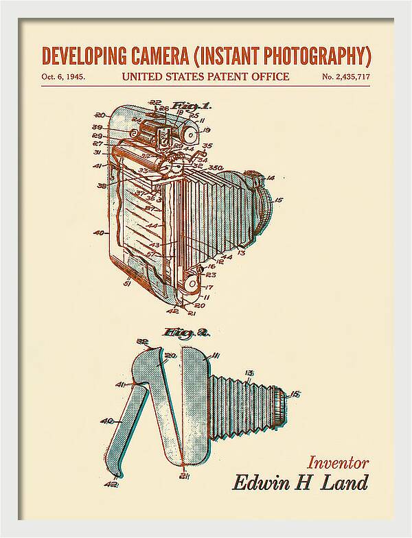 Developing Camera Polaroid Instant Camera Retro Patent Us2435717a