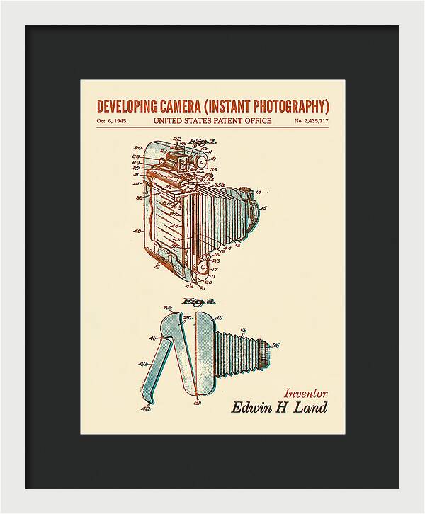 Developing Camera Polaroid Instant Camera Retro Patent Us2435717a