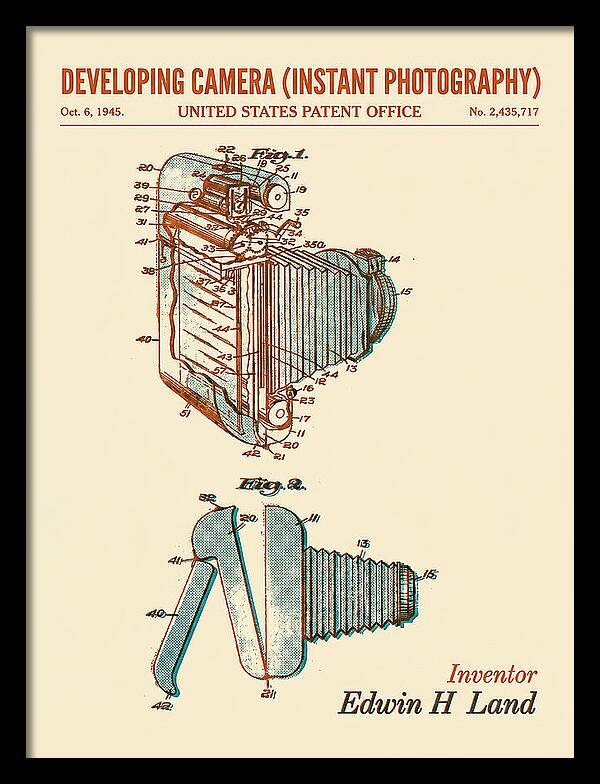 Developing Camera Polaroid Instant Camera Retro Patent Us2435717a