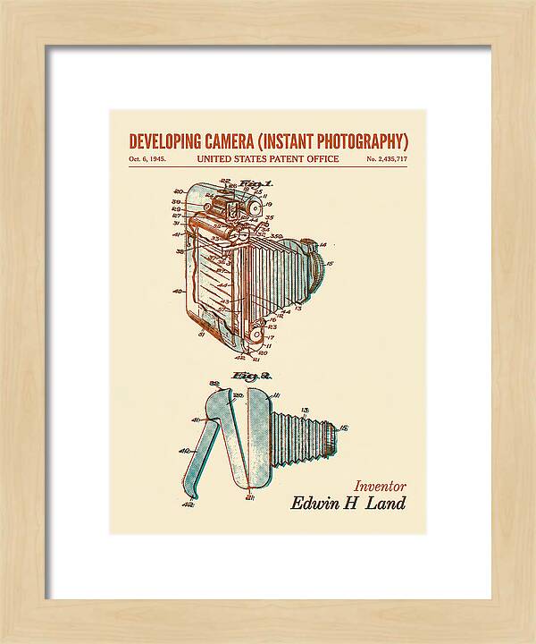 Developing Camera Polaroid Instant Camera Retro Patent Us2435717a