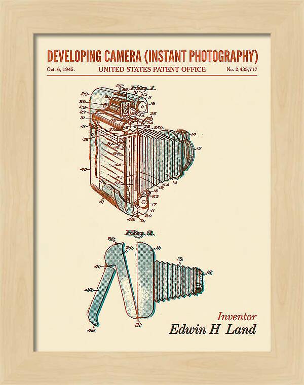Developing Camera Polaroid Instant Camera Retro Patent Us2435717a
