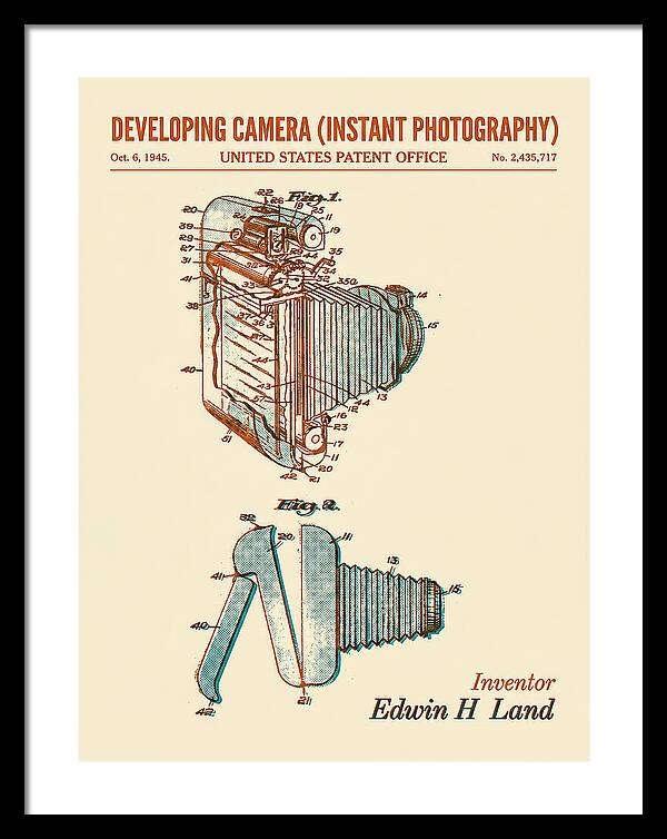 Developing Camera Polaroid Instant Camera Retro Patent Us2435717a