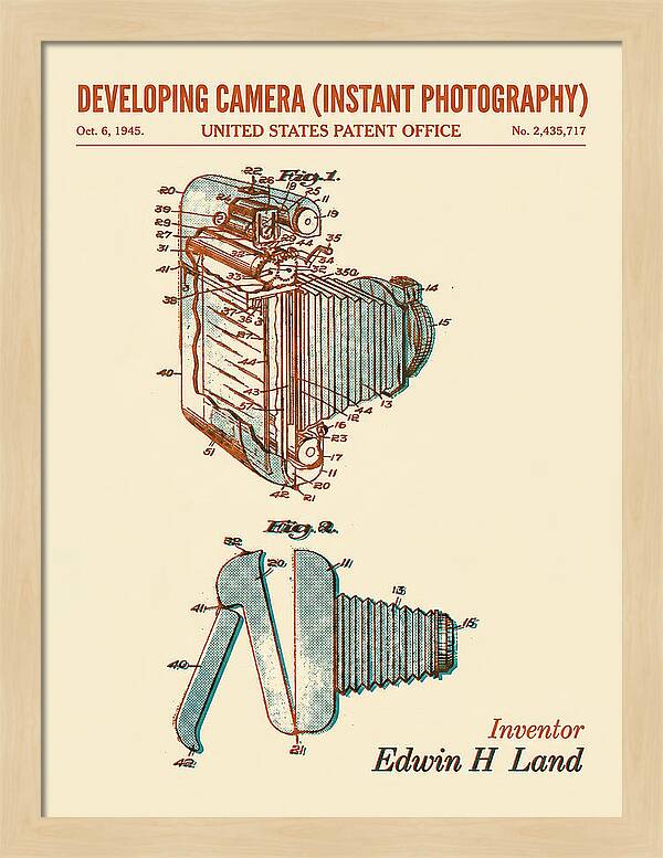 Developing Camera Polaroid Instant Camera Retro Patent Us2435717a
