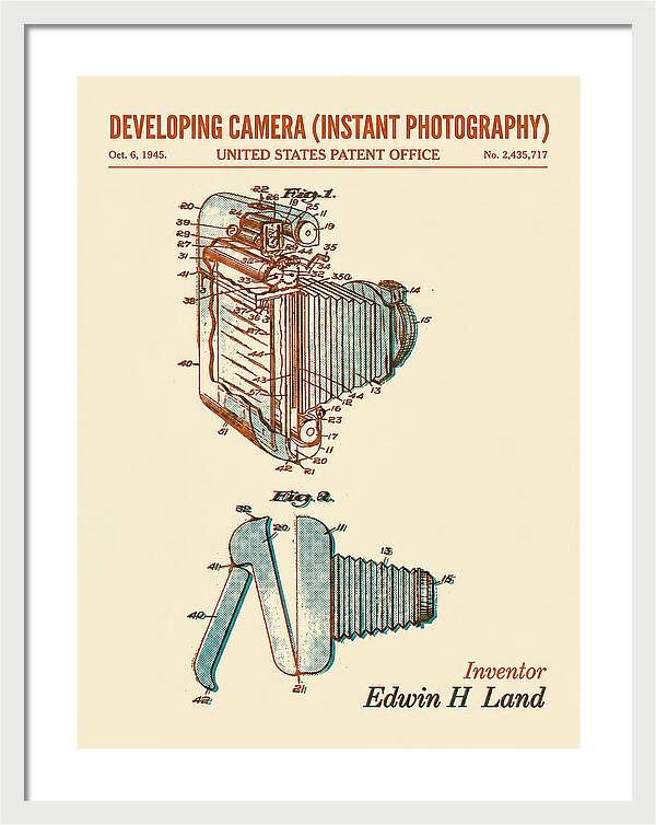 Developing Camera Polaroid Instant Camera Retro Patent Us2435717a