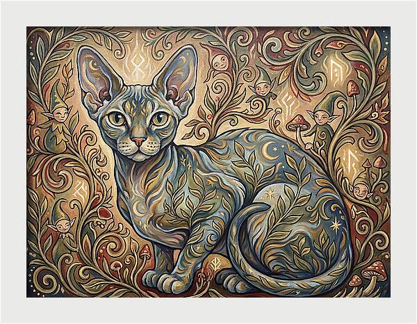 Devon Rex Surrounded By Whimsy