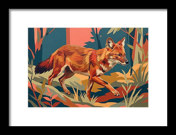 Dhole In Vibrant Forest