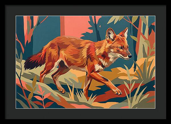 Dhole In Vibrant Forest