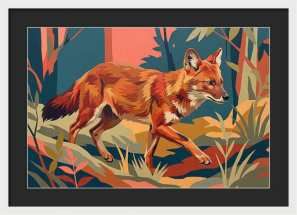 Dhole In Vibrant Forest