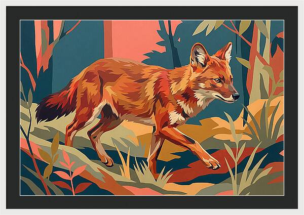 Dhole In Vibrant Forest