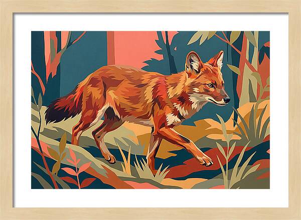 Dhole In Vibrant Forest
